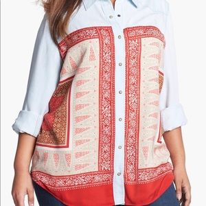 Lucky Brand Western “Dixie”chambray shirt, size 2X